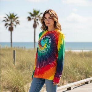 Riptide Surf Shop Key West T-Shirt Unisex Tie-Dye Long Sleeve Cotton Size Medium